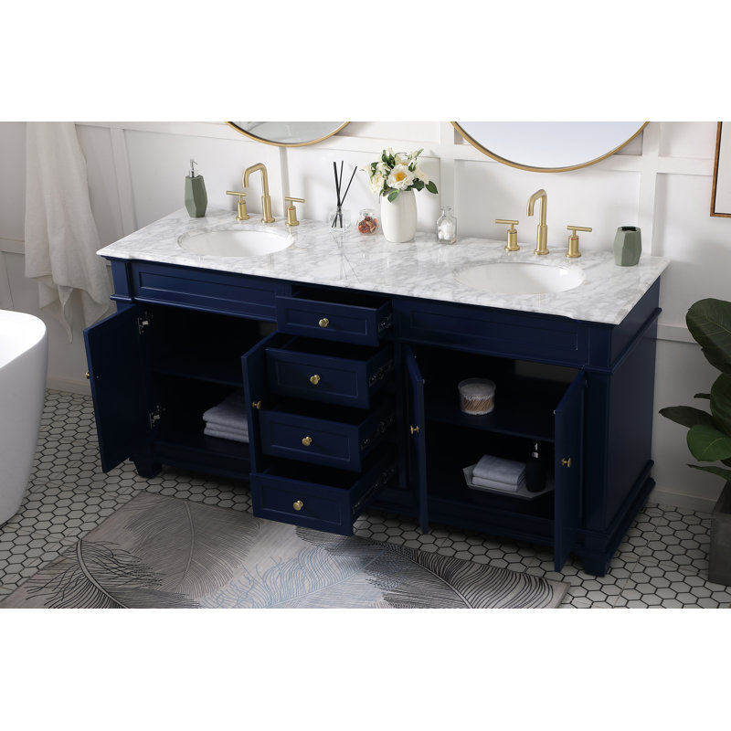 Ensemble de meuble-lavabo double 72 po Lydie, Bleu