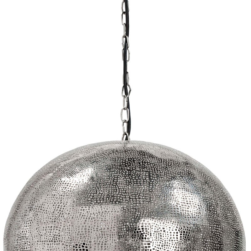 Pierced Metal Sphere Pendant, Polished Nickel