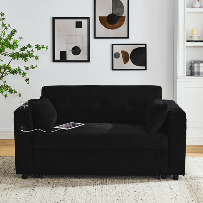 Canapé-lit coulissant polyvalent avec accoudoirs et rangement pour différentes pièces