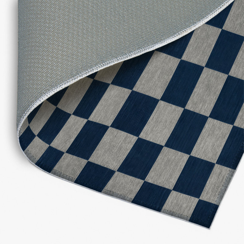 Tapis d'intérieur et d'extérieur à carreaux bleu, Rectangulaire 2 pi x 3 pi