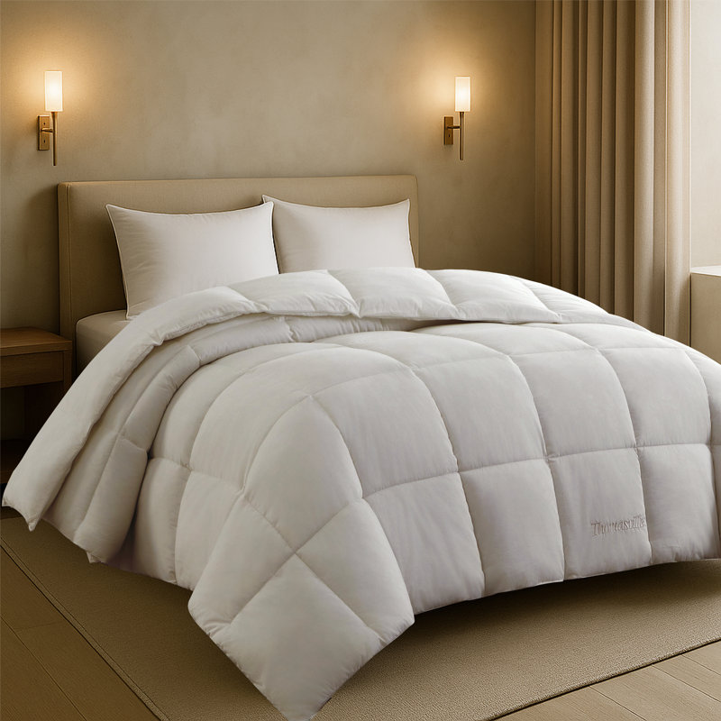 adamstown Down Alternative Comforter, 100% Cotton Cover, Box Stitch Design, Corner Tabs, Full/Queen Size, Duvet Insert Fill