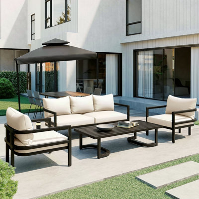 Multi-Person Outdoor Steel Sofa Set, Waterproof, Anti-Rust And Anti-Uv, Suitable For Gardens And Lawns