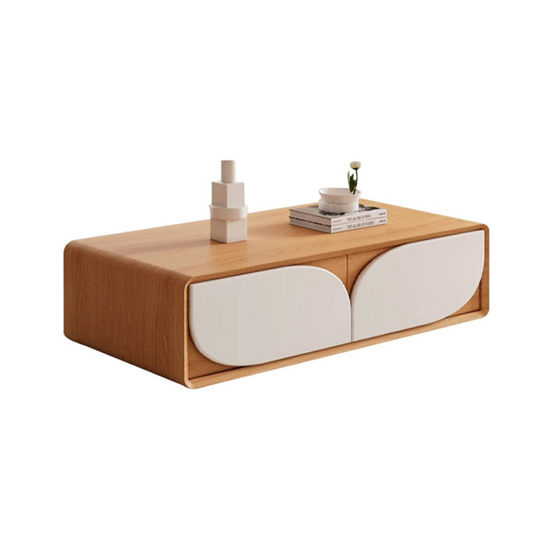 Burlywood Solid Wood Rectangular Coffee Table, Burlywood, 15.75" H x 43.31" L x 23.62" W
