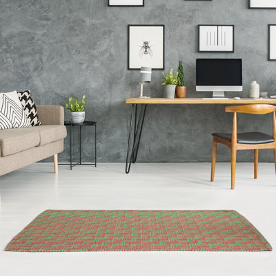 Tapis vert/rouge fait main