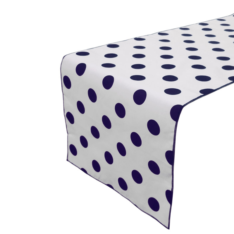 Polka Dots Print Table Runner, 120" L x 12" W, Navy/White
