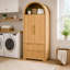 Armoire de rangement 72 po avec 2 portes et 2 tiroirs, armoire de rangement cannelée avec 8 tablettes réglables