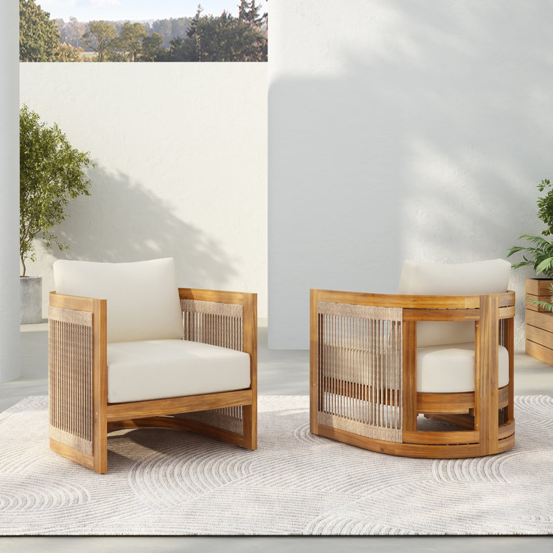 Chaises d'appoint en teck et beige de qualité supérieure, confort extérieur moderne