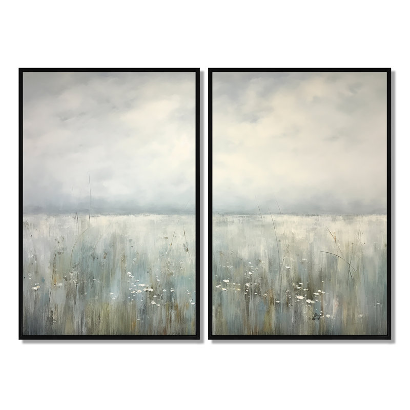 «Meadow Minimalisme Horizon I - paysages prairies, impressions sur toile, H 36 po x l 48 po, Noir