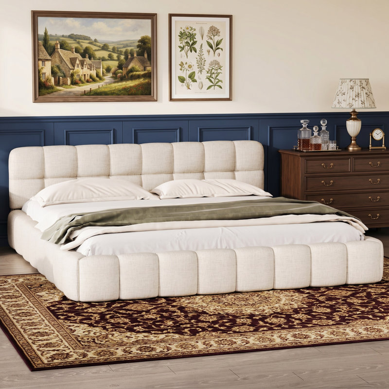 Bed, Kingsize (5'), Beige