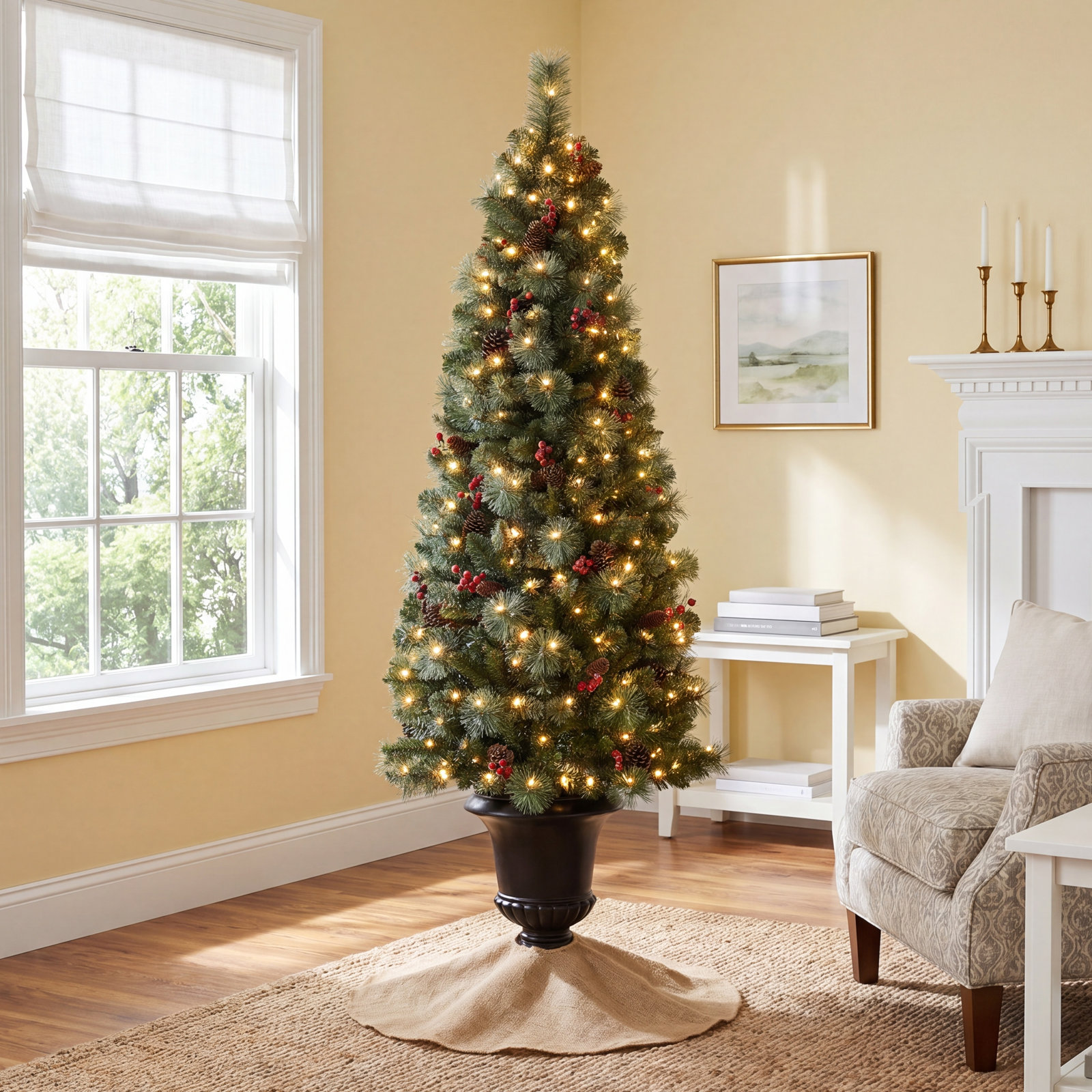Heyden White 6' Pre-Lit Cypress Christmas Tree, 6'