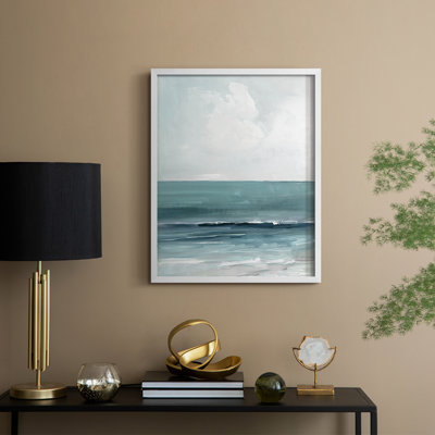«Teal Seas I», reproduction encadrée - bois massif