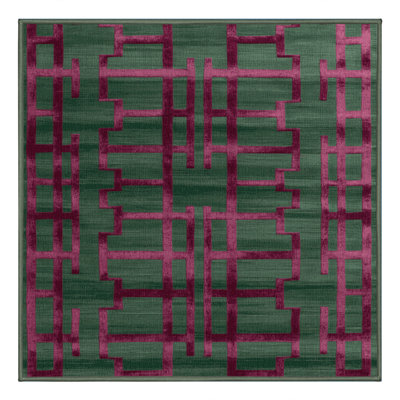 Machine Washable Trellis Green Area Rug