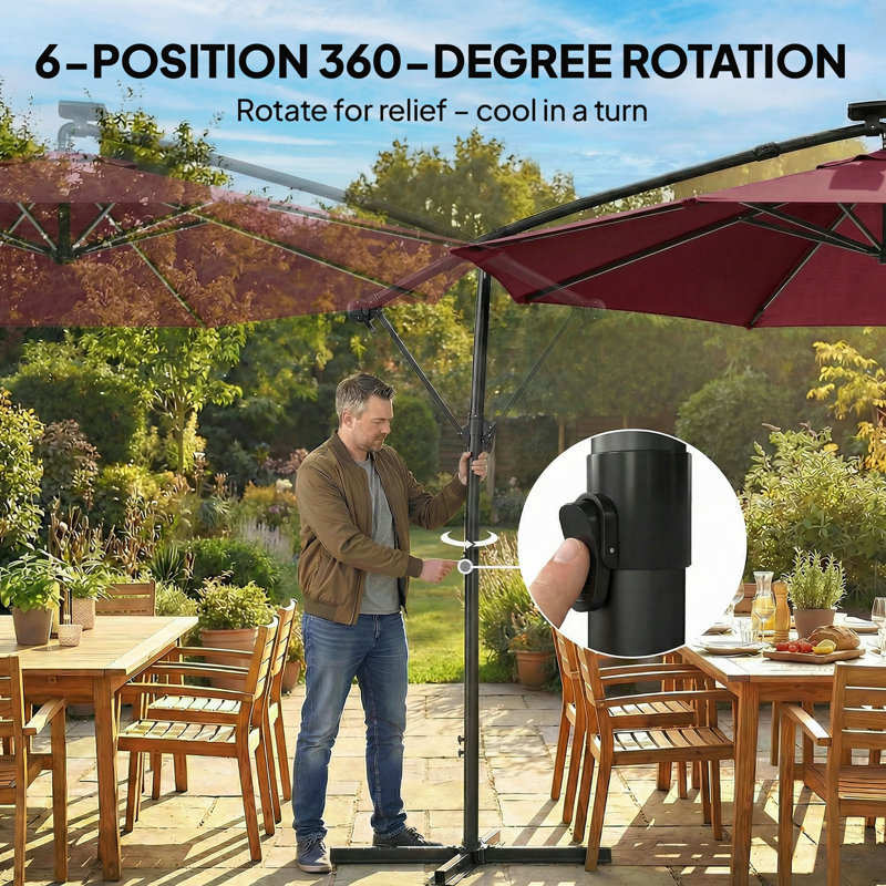 300cm Cantilever Parasol, Wine Red