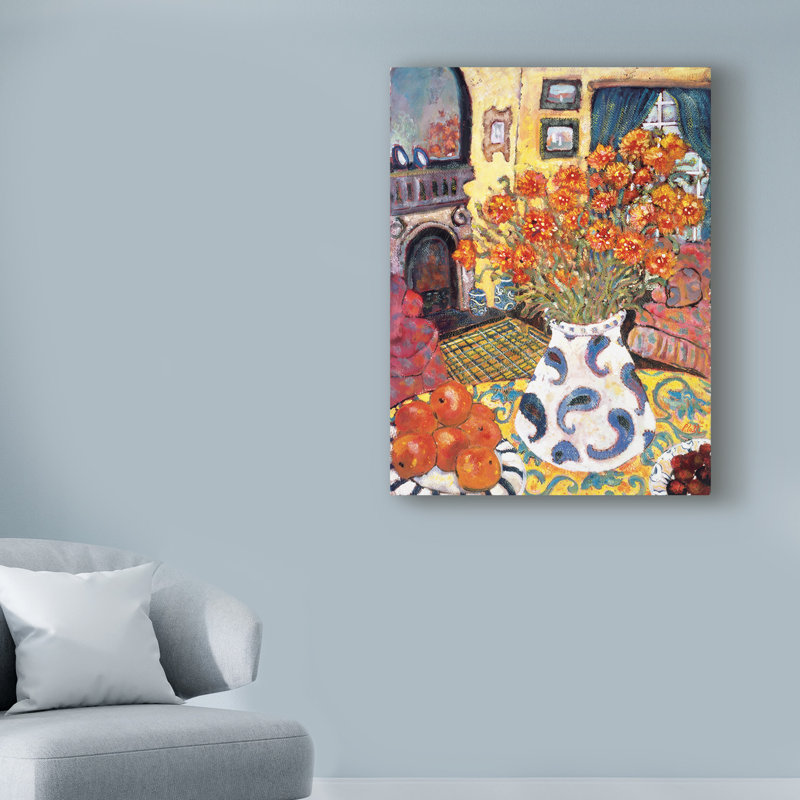 «Blue Paisley» par Lorraine Platt, reproduction sur toile, H 47 po x l 35 po x P 2 po