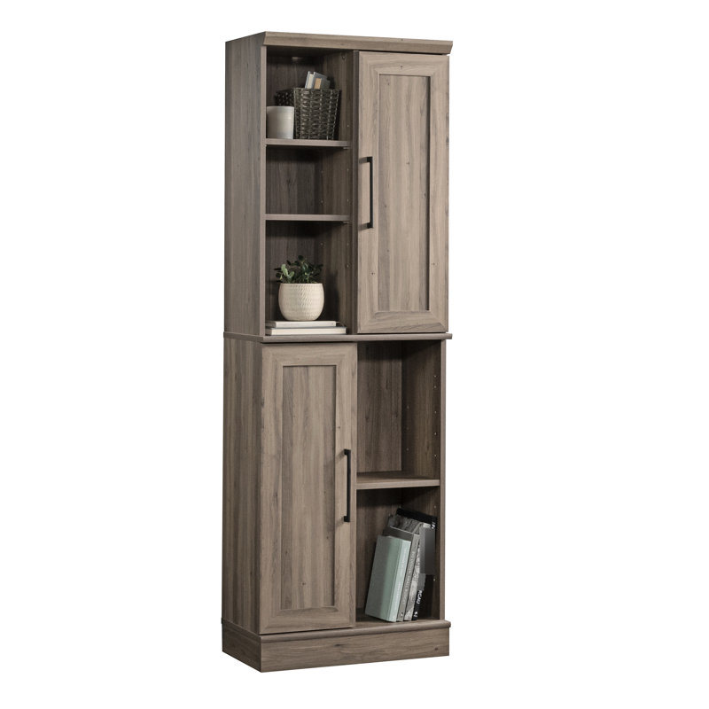 Solution de rangement brun gris, salle de bain, cuisine, bureau, buanderie, tablettes réglables, portes repositionnables, base, dimensions compactes, assemblage rapide, armoire polyvalente, construction compacte