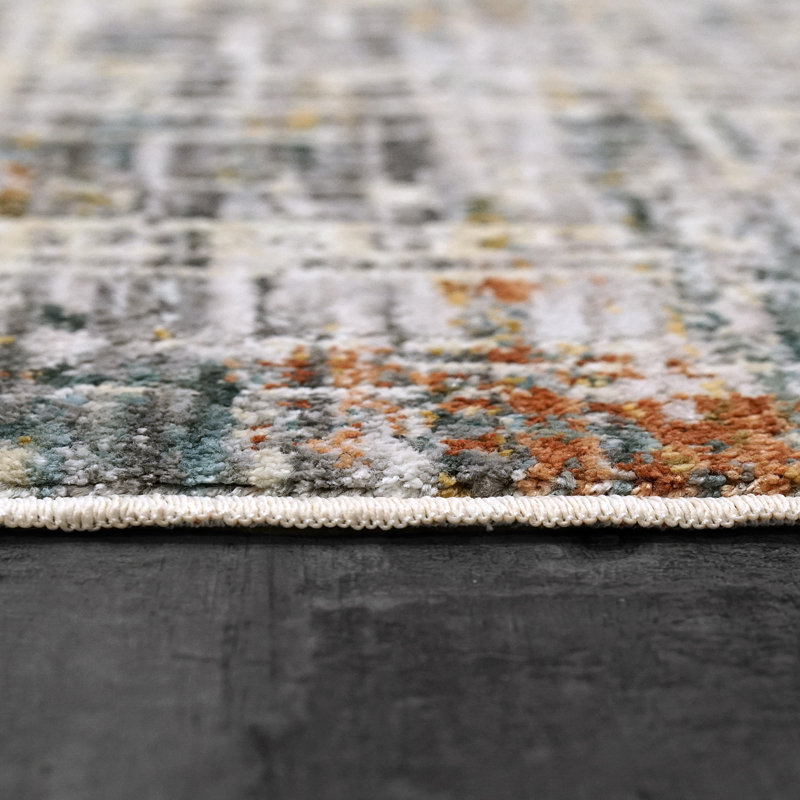 Abstract Area Rug in Grey, Rectangle 9' x 13'