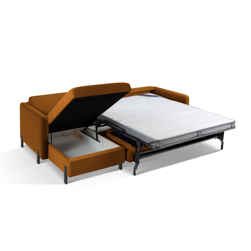 Bejna 3 Seater Velvet Sofa Bed, Left Hand Facing, Brown, 80cm H x 170cm W x 280cm D