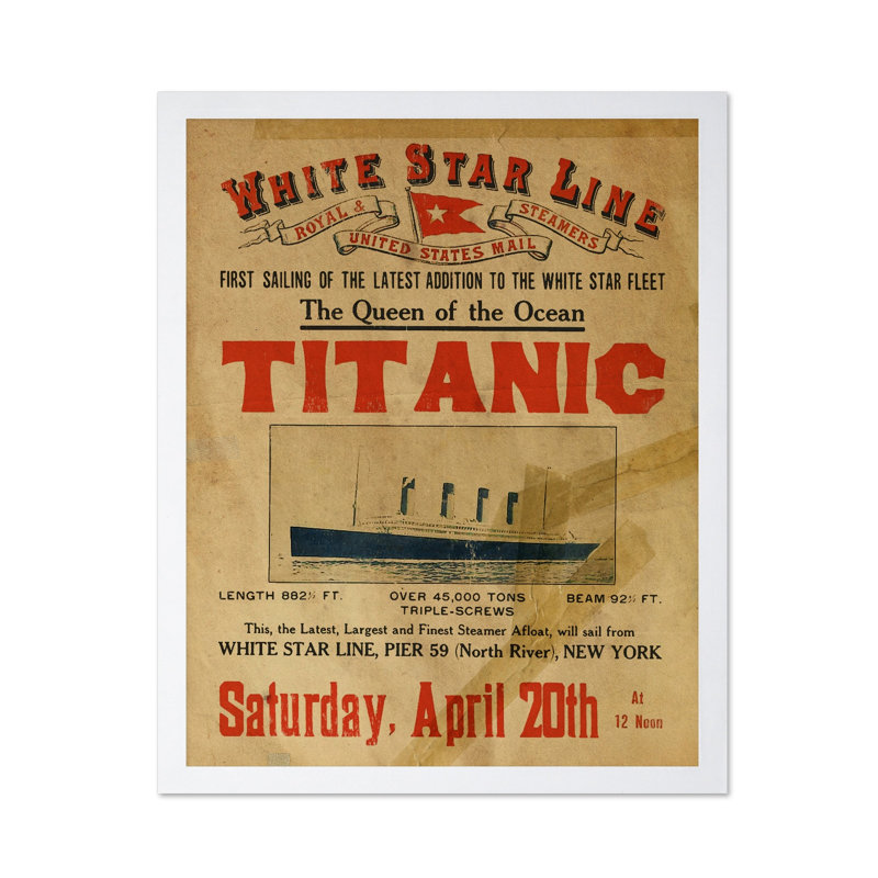 Titanic Queen of the Ocean, H 08 po x l 10 po, Affiche, Encadrement blanc