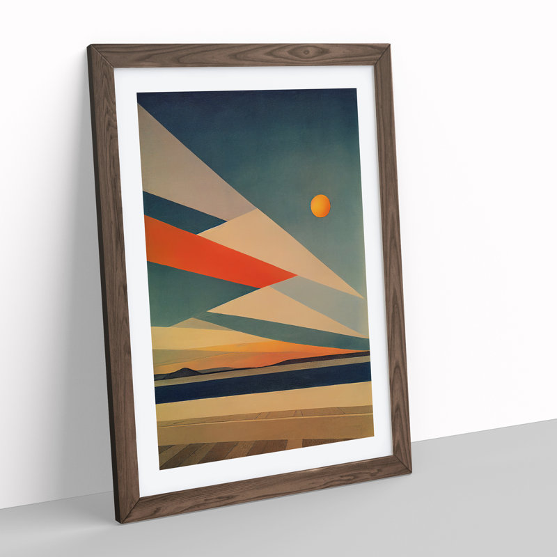 Showstopping Sunset Abstract - Wall Art, 48cm H x 36cm W, Walnut Framed, White