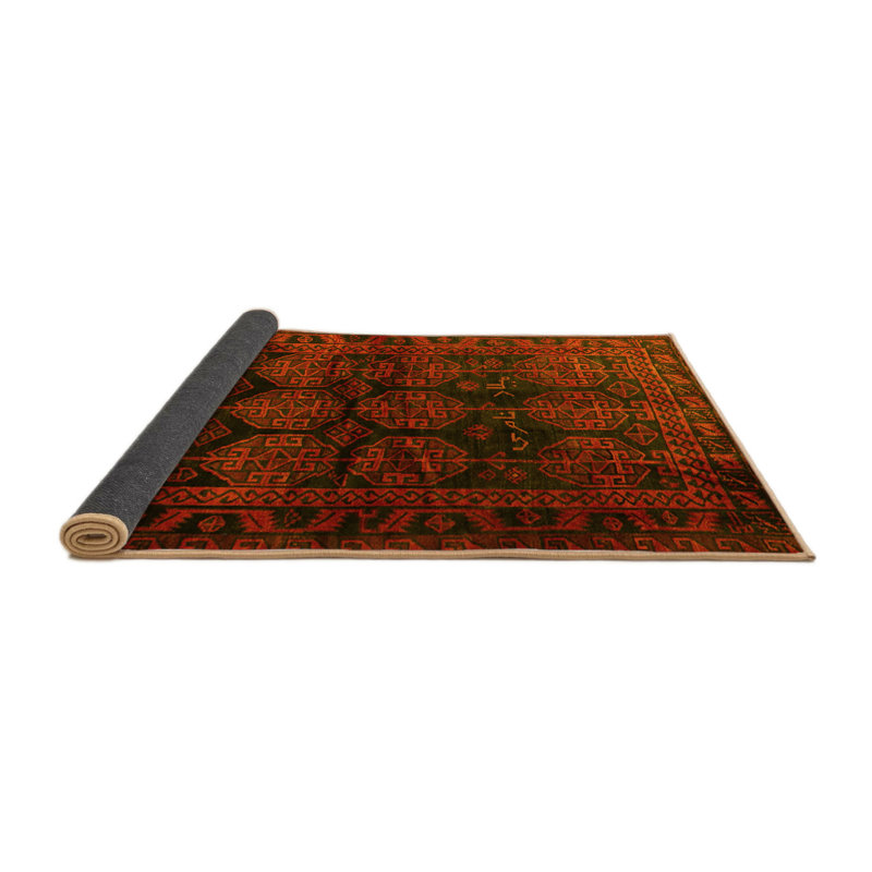 Tapis tissé à la machine à imprimé animal en jaune, Rond 7 pi