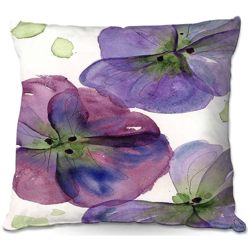 Coussin décoratif carré pour canapé three pansies, 20 po x 20 po