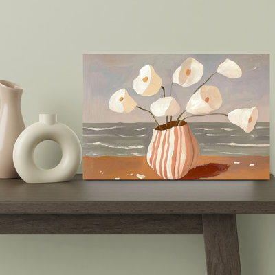 Modern Coastal Flowers by Avanesova Elena - Wrapped Canvas Print