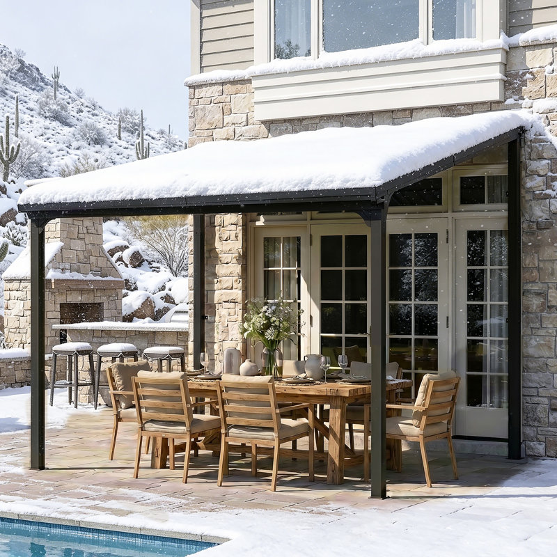 Belmont Lean To Outdoor Patio Gazebo With Steel Slope Roof,EROMMY Hardtop Wall Mounted Metal Frame Pavilion