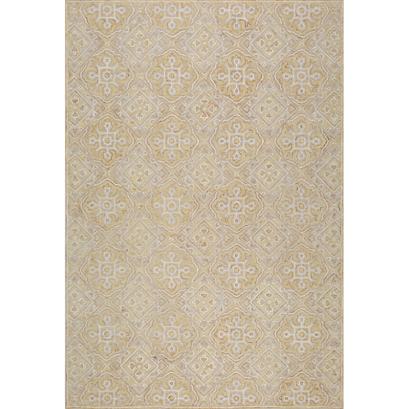 Rhodes Hand-Tufted Cut/Loop Pile Textured Medallions Wool Rug, 8'6" x 12'6"