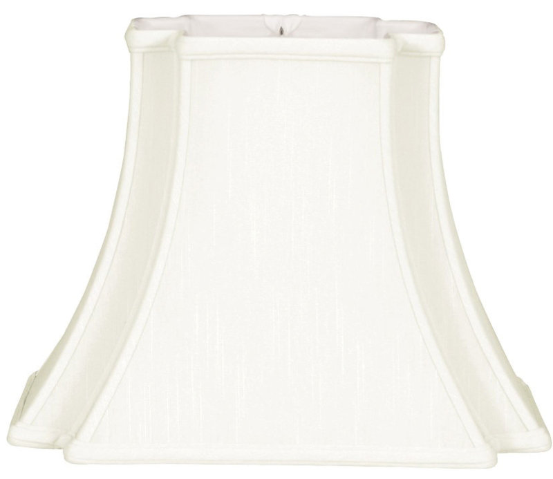 Silk Bell Lamp Shade, White/Off-White, 13.5" H x 18" W x 18" D