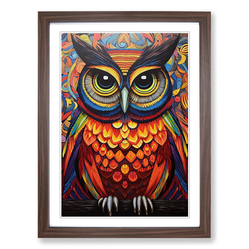 Owl Op - Framed Print, 34cm H x 25cm W x 2cm D, Walnut Framed