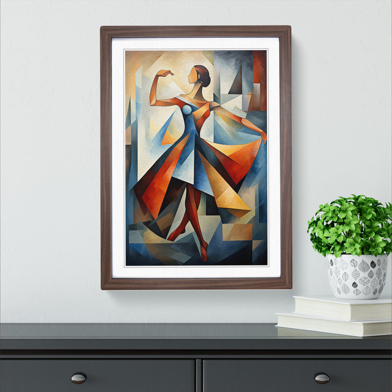 Ballet Dancer Cubism Art - Framed Print, Walnut Framed, 34cm H x 25cm W