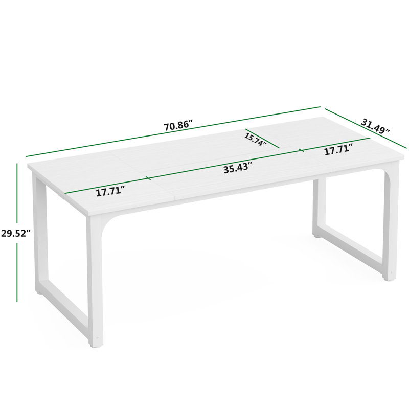 180cm Rectangle Conference Table, White, White 