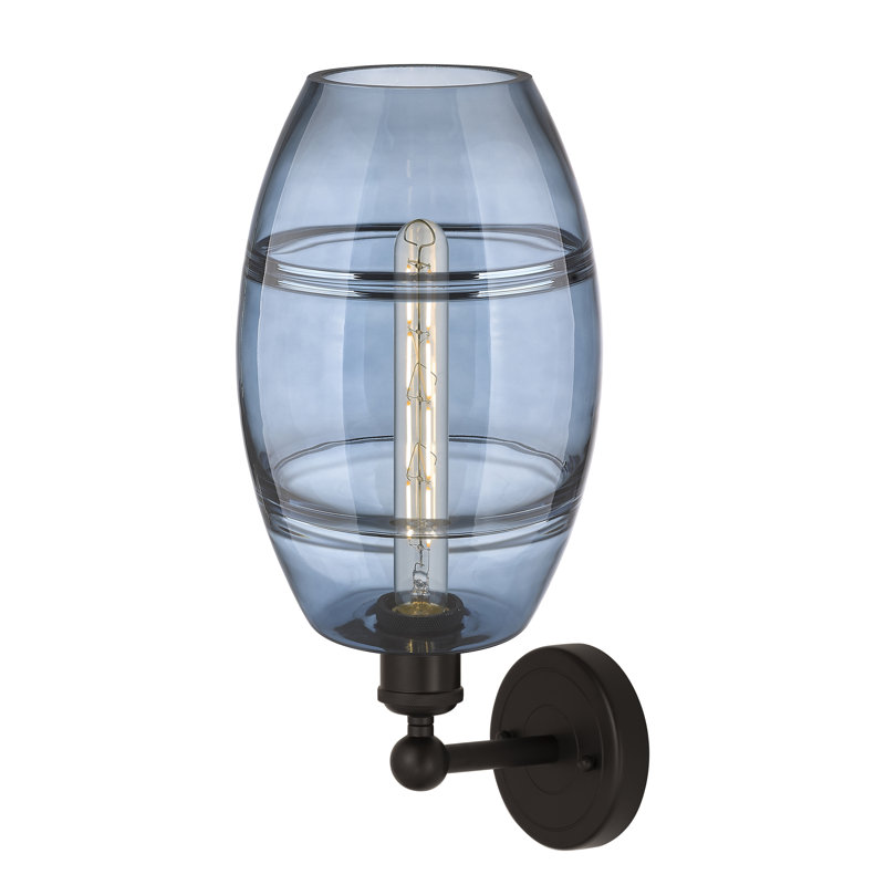 Applique murale en acier Bettylou, H 12,13 po x l 8 po x P 8,5 po, Bleu princesse, Bronze huilé