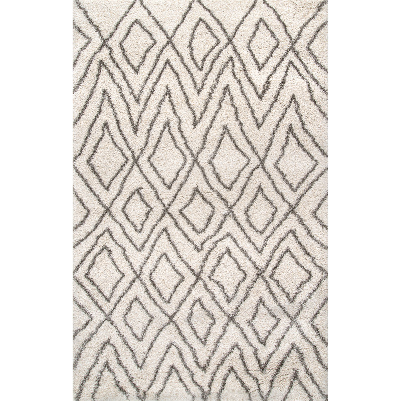 Tapis ivoire à motif géométrique Ortonville, Rectangle 4 pi x 6 pi