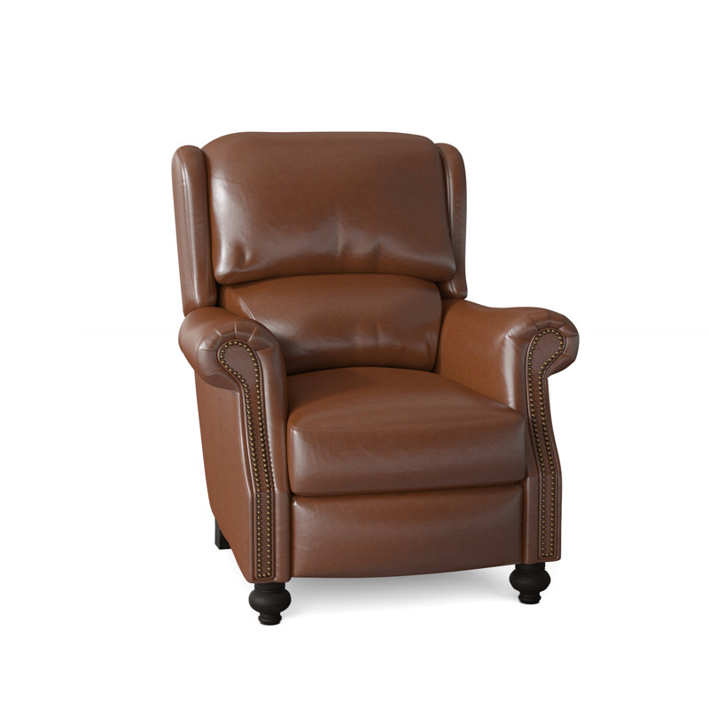 Bancroft Recliner, Aline Fumo Genuine Leather, Cobblestone, French Natural