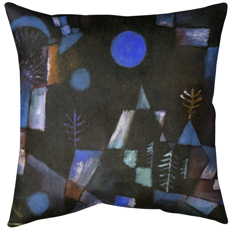 Coussin décoratif full moon, Bourre en polyester, 20 po x 20 po, Bleu