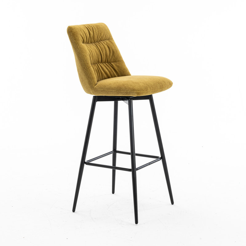 Tammo Upholstered Counter Stool with Metal Frame, Mustard
