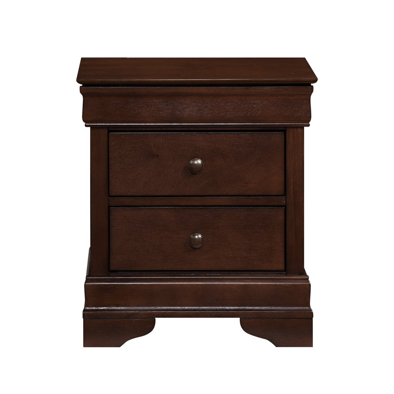 Table de chevet style Louis Philippe avec placage en cerisier brun