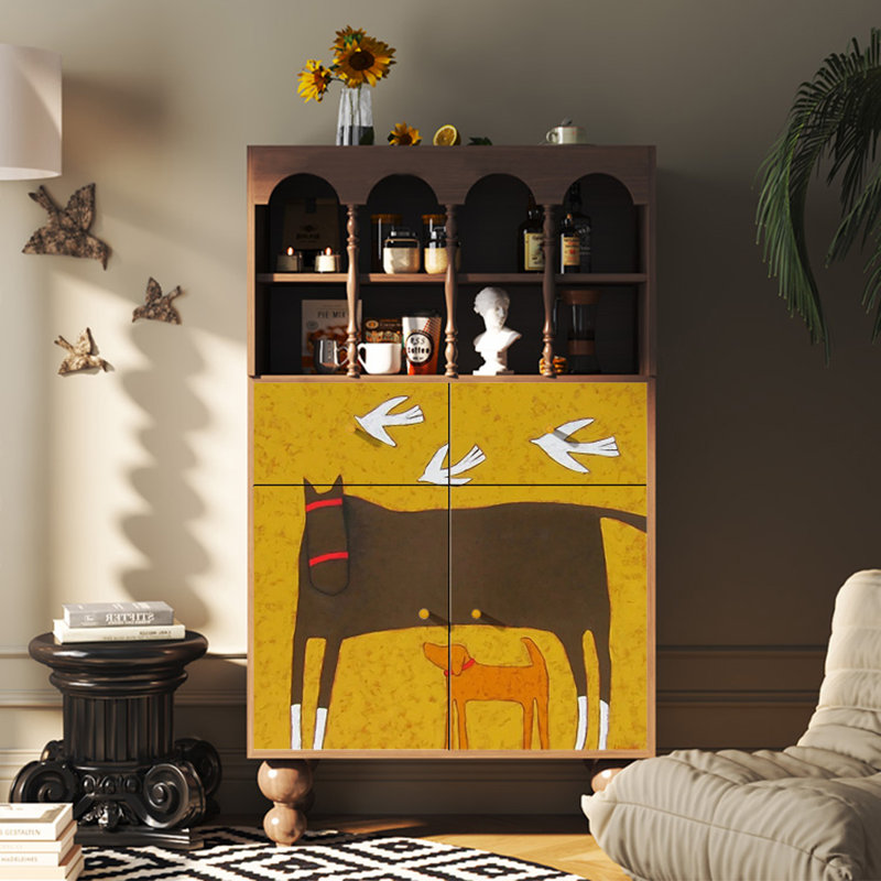 Modern abstract art multi-purpose accent cabinet