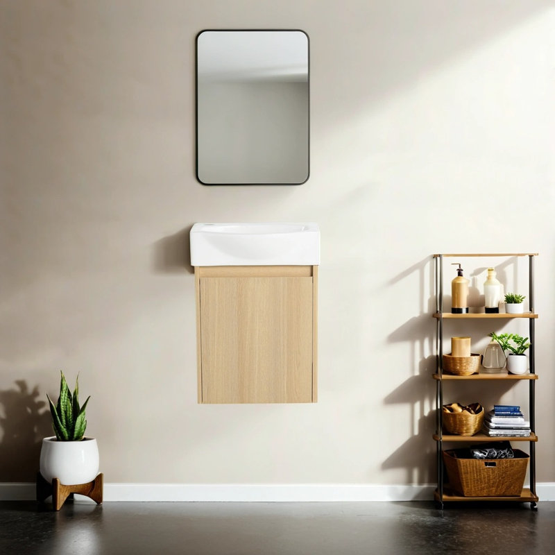 Athlene 16.63'' Single Bathroom Vanity with Resin Top, Oak