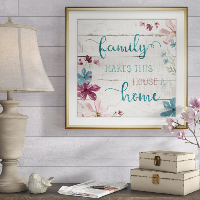 « family home », art textuel, H 24 po x l 24 po x P 2 po, Cadre doré