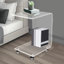 Table de bout en acrylique transparent transparent en forme de C avec 4 roulettes