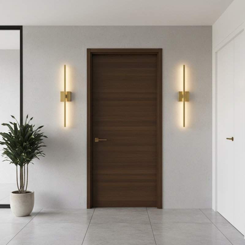 Haamed LED Flush Mounted Sconce Hardwired, Gold, 27.5" H x 4.7" W x 2.9" D
