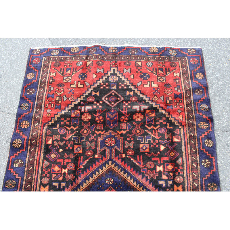 Tapis rouge 4X7 Vintage | Tapis oriental tribal tribal | Tapis bohémien Kazak | Tapis fait à la main