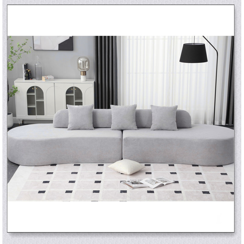 canapé courbé, canapé en tissu éponge, canapé minimaliste, Gris