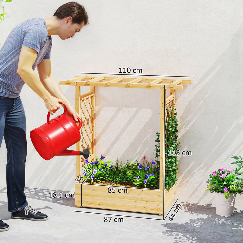 Wood Raised Garden Bed, 113cm H x 110cm W x 44cm D