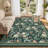 5x7 ft Washable Area Rug for Living Room - Modern Floral Leaf Print Carpet, Soft Velvet Pile, Non-Slip TPR Backing, Machine Washable, Dark Green-416499661