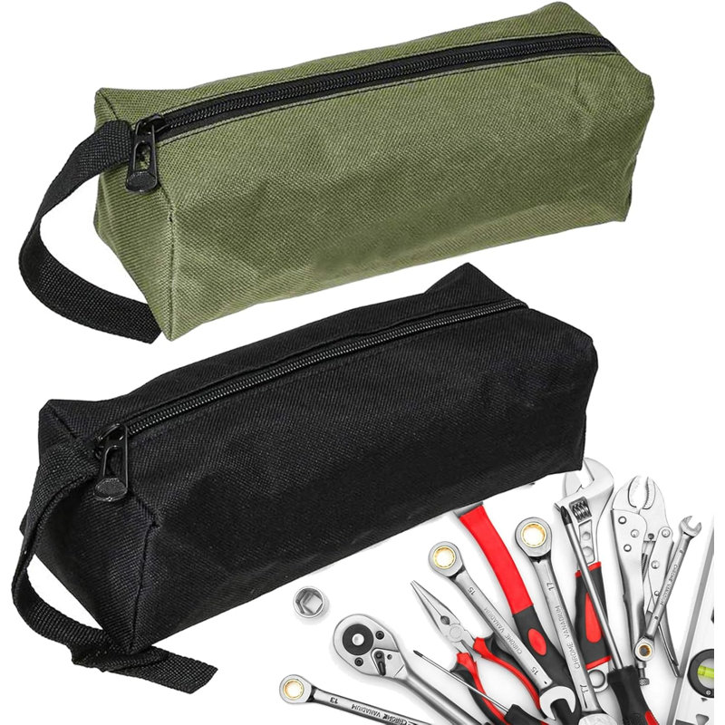 600D Waterproof Oxford Cloth Zipper Tool Bags, 2 Pack Multi-Purpose Small Tool Pouch with Handle for Garage Office Storage