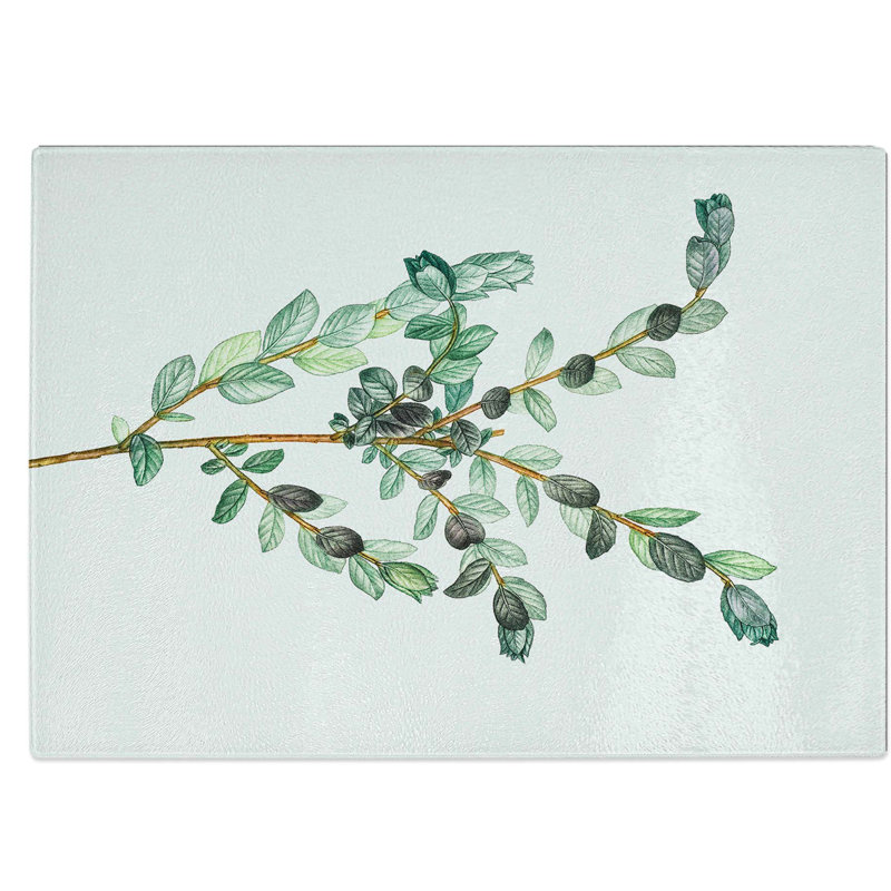 Tempered Glass Creeping Willow Flowers Chopping Board, 39 cm W x 28.5 cm L