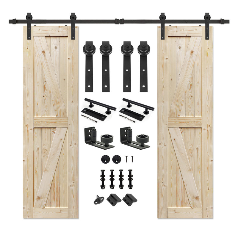 Double porte de grange nouée avec finition en bois massif / double face , 40 po x 84 po